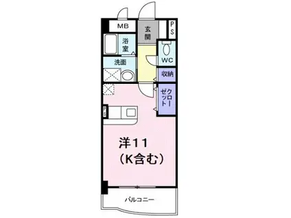 ジュピター・セト(1K/1階)の間取り写真