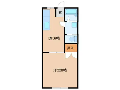 清風ハイツB棟(1DK/2階)の間取り写真