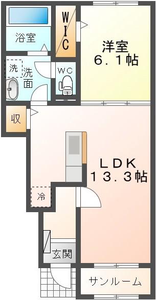 フェリス・ファミリアII(1LDK/1階)の間取り写真