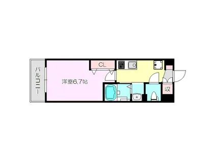 LUXE三国駅前(1K/9階)の間取り写真