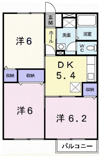 エトワール茜(3K/2階)の間取り写真