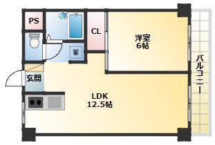 リベラルパレス平野(1LDK/5階)の間取り写真