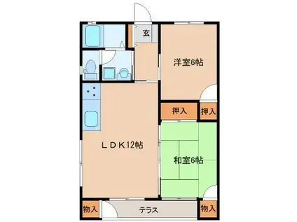 プレジールY21(2LDK/1階)の間取り写真