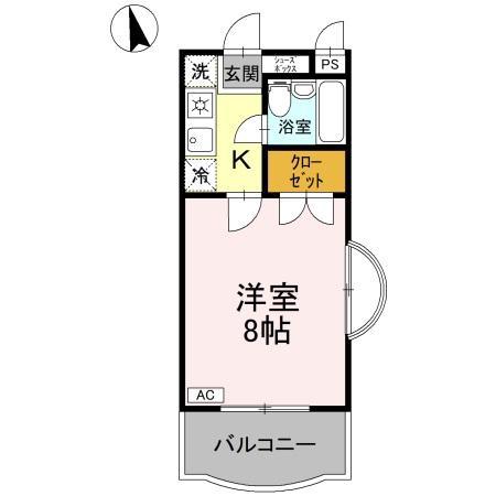 サンハイツ沖浜(1K/3階)の間取り写真