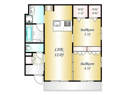 メゾン・ド・ファミーユ(2LDK/1階)の間取り写真