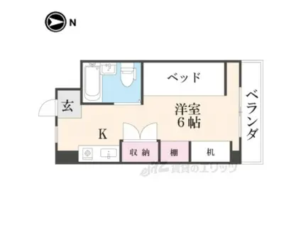 シャンクレール奈良(ワンルーム/2階)の間取り写真