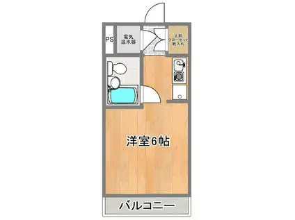 ハピネス東中野(ワンルーム/2階)の間取り写真