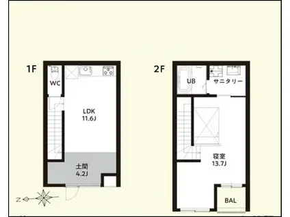 TRAIL HOFU HACHIOJIアトリエ(1LDK/1階)の間取り写真