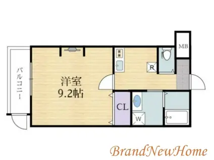 ジーイートワ(1K/2階)の間取り写真