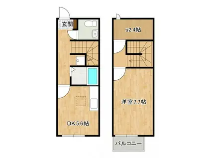 サンフォレストII(1SDK/1階)の間取り写真