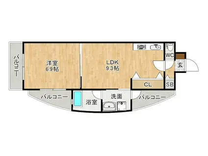 LEAD大手町(1LDK/3階)の間取り写真