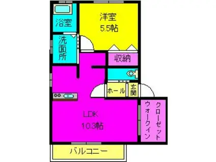 プチパレスM(1LDK/2階)の間取り写真