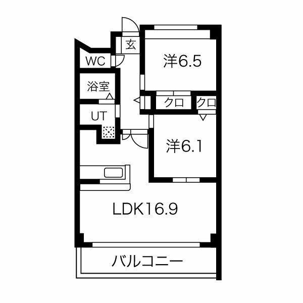 ラ・ミノールII(2LDK/2階)の間取り写真