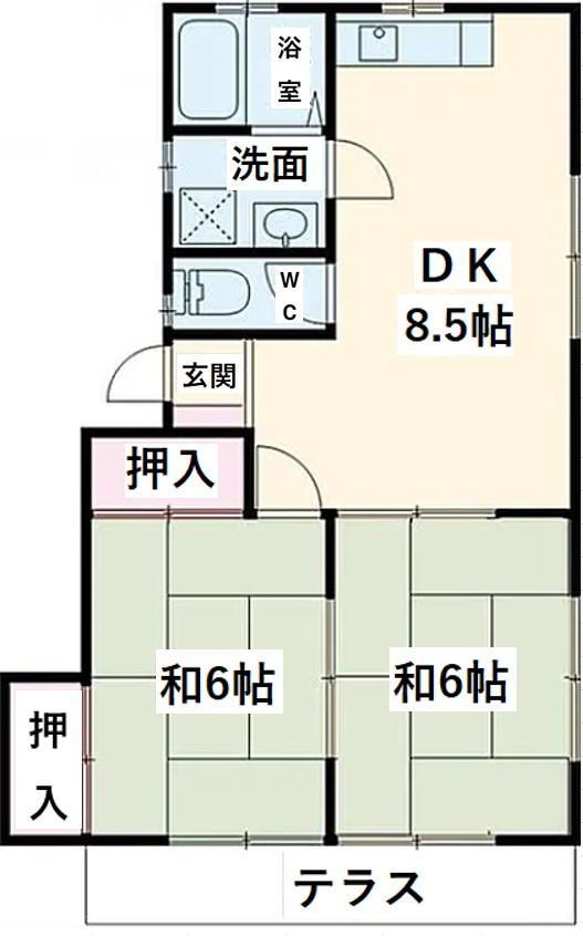 アネックス(2DK/1階)の間取り写真