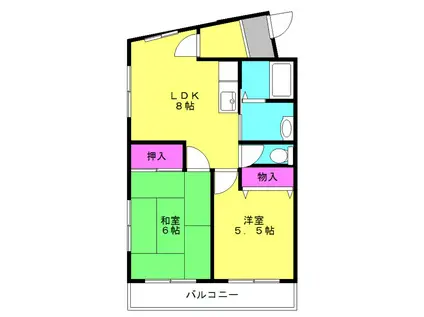 ドール東加古川(2LDK/2階)の間取り写真
