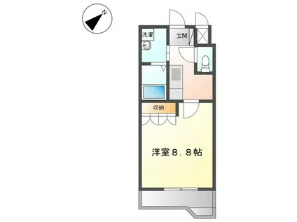 グリーンヒルズII(1K/1階)の間取り写真