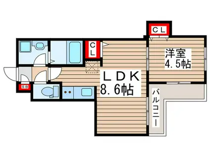 パインリーブス(1LDK/1階)の間取り写真
