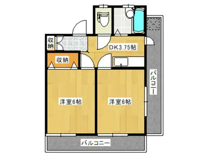 第二星野コーポ(2DK/5階)の間取り写真