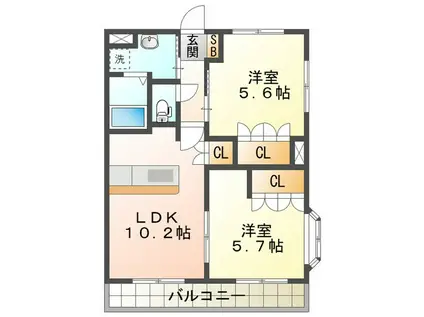 レイカハウス(2LDK/2階)の間取り写真