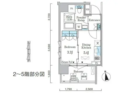 ミリアレジデンス両国(1DK/4階)の間取り写真