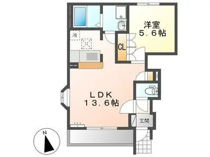サンモール(1LDK/1階)の間取り写真