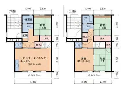 UR泉南一丘(4LDK/5階)の間取り写真