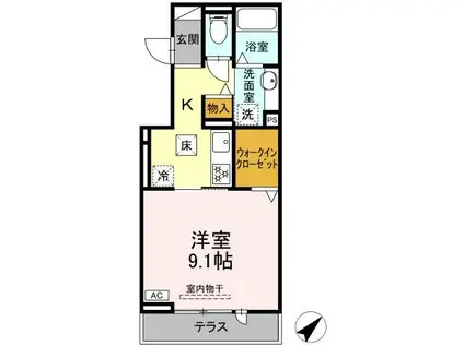 ノブレス(1K/1階)の間取り写真