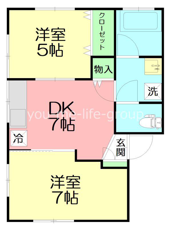 メゾンドキキ(2DK/1階)の間取り写真