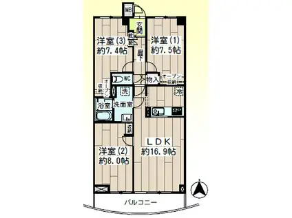 LIVE REST KAWASAKI 515(3LDK/5階)の間取り写真