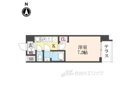 エステムコート京都二条(1K/1階)の間取り写真