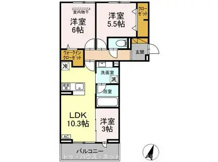 リシェスみのり台 A棟(3LDK/3階)の間取り写真