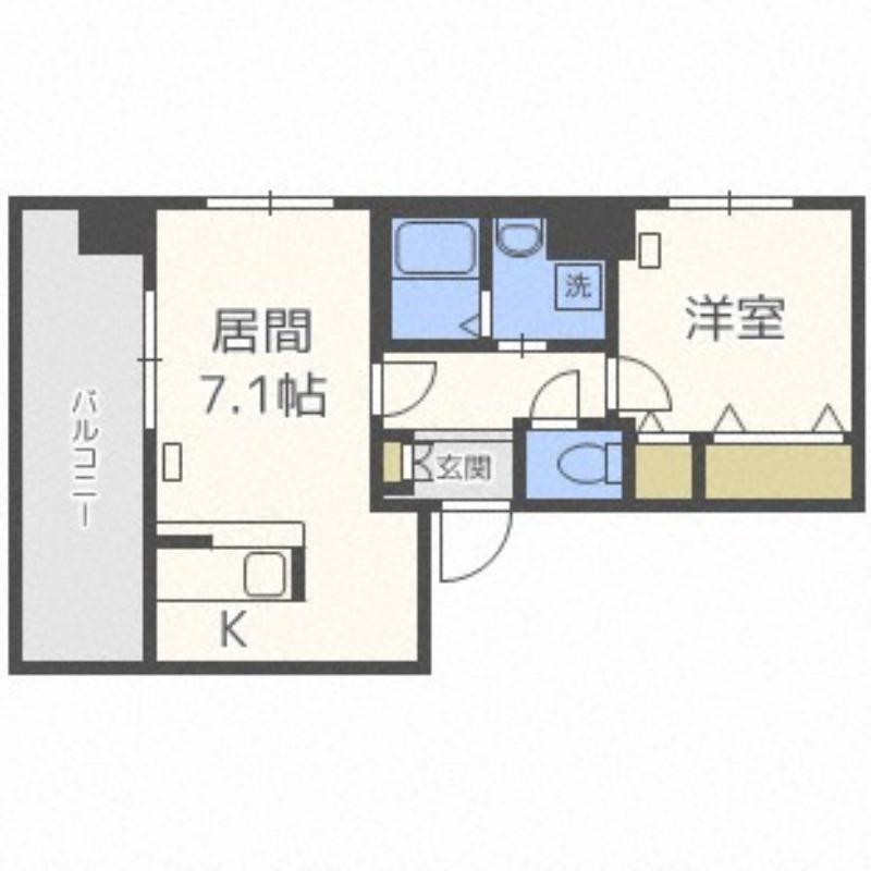 サンコート本通ガーデンヒルズ(1LDK/8階)の間取り写真