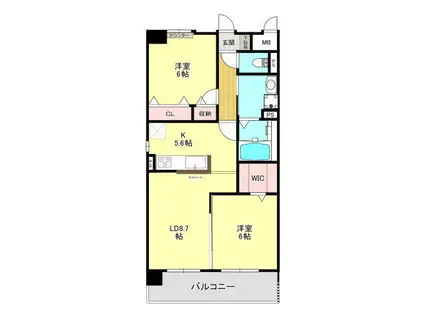 港区当知オーナールーム付マンション(2LDK/3階)の間取り写真
