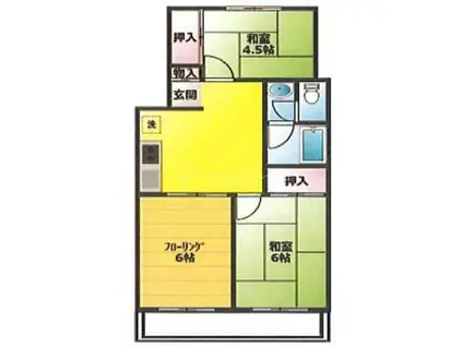 第10ユーセーハイツ大宮公園(3DK/2階)の間取り写真