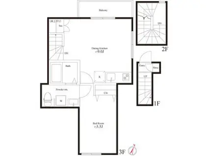 ルナコート小岩(1LDK/3階)の間取り写真