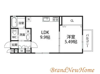 アレグリア鳳ノース(1LDK/1階)の間取り写真