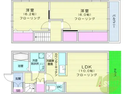 RAFFINE FLEURⅡA棟(2LDK/1階)の間取り写真