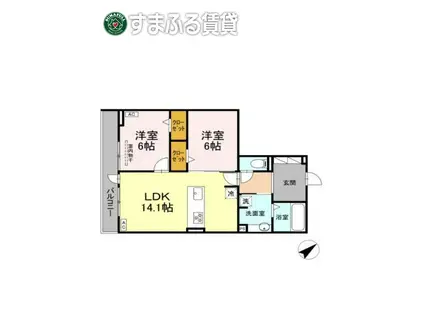 グレイスガーデン赤渋(1LDK/1階)の間取り写真