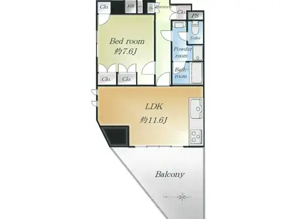 パシフィック西早稲田(1LDK/8階)の間取り写真