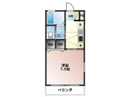 ハイツ萩原(1K/2階)の間取り写真