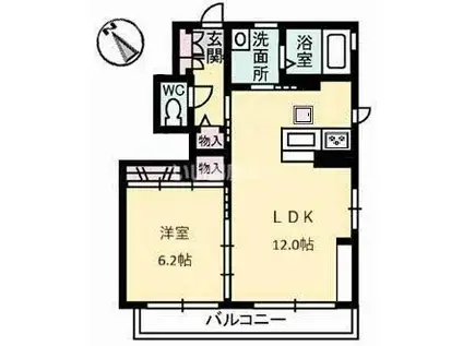 アインズ日の出II(1LDK/1階)の間取り写真