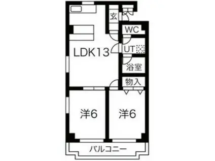 プリンセス瓦町(2LDK/2階)の間取り写真