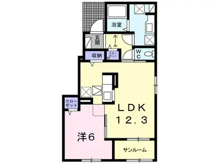 ルミタージュ(1LDK/1階)の間取り写真