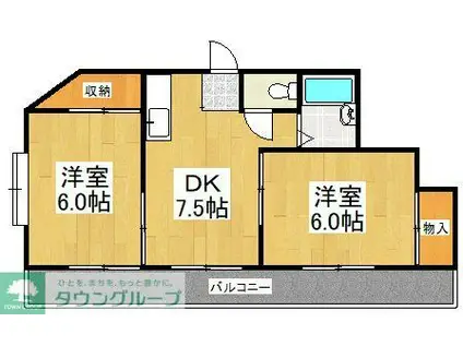 グリーンハイツ黒川(2DK/3階)の間取り写真