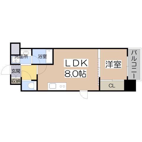オルフェア鶴ヶ丘駅前(1LDK/8階)の間取り写真