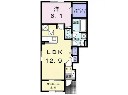 アバンツァート(1LDK/1階)の間取り写真