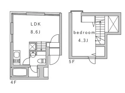 GRANDUO代田橋(1LDK/4階)の間取り写真