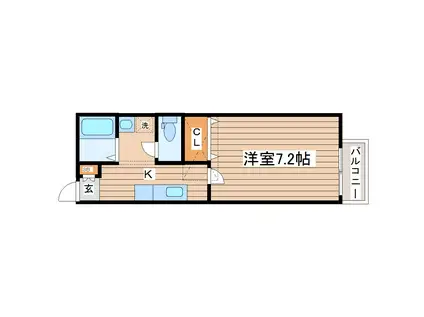 ブルーリーフIIIB棟(1K/2階)の間取り写真