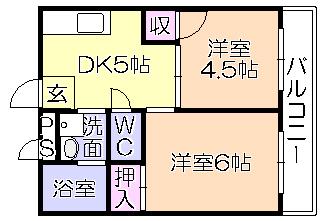 コーポレーティッドナカシマ(2DK/1階)の間取り写真