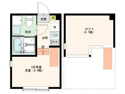 北小岩六丁目8 DESIGNER APARTMENT(ワンルーム/1階)の間取り写真